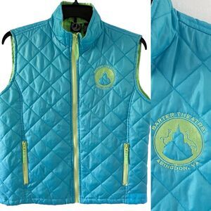 Women's Vintage Y2K Barter Theatre Abingdon Puffer Vest Quilted XL Blue Green
